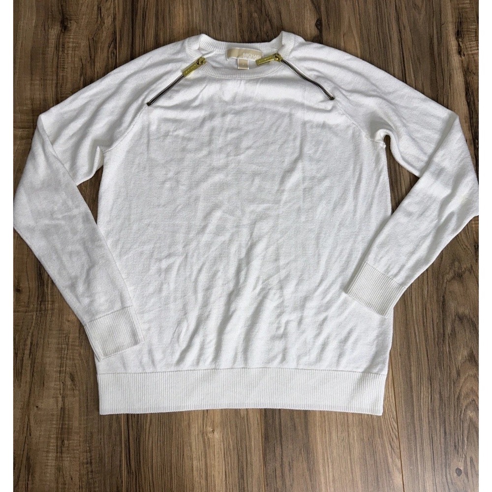 Michael Kors Women's Pullover Sweater Small White Tight Knit